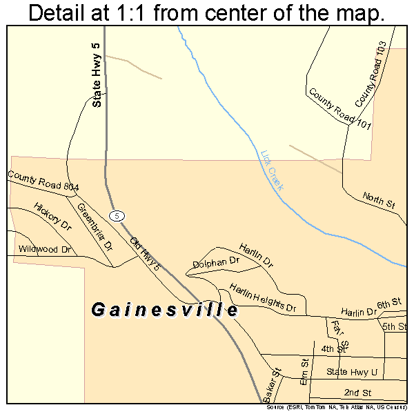 Gainesville, Missouri road map detail