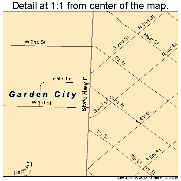 Garden City, Missouri road map detail
