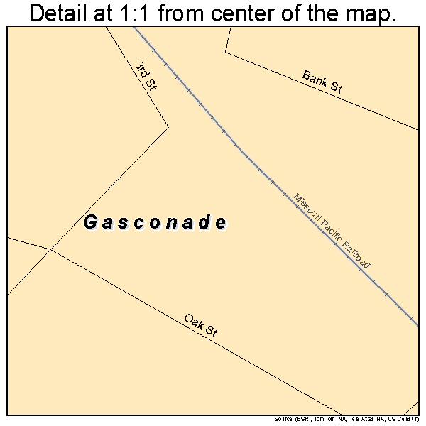 Gasconade, Missouri road map detail