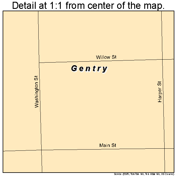 Gentry, Missouri road map detail