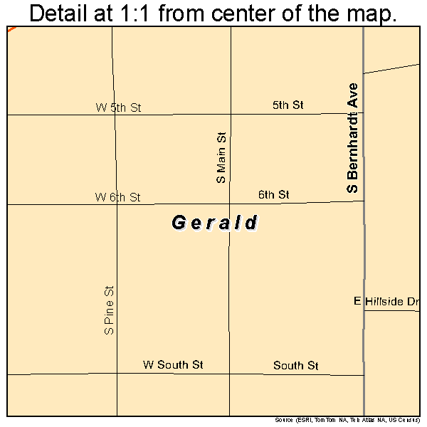 Gerald, Missouri road map detail