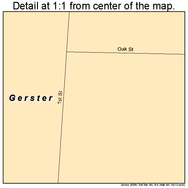 Gerster, Missouri road map detail