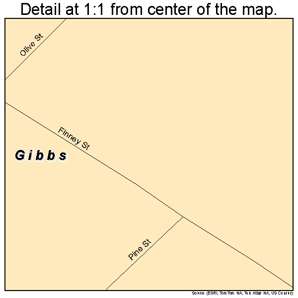 Gibbs, Missouri road map detail