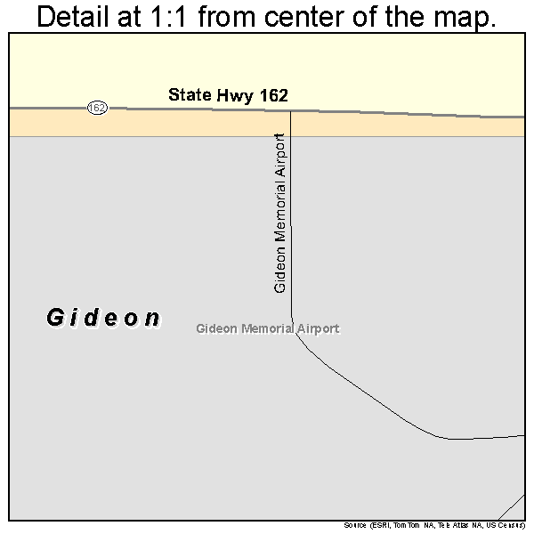Gideon, Missouri road map detail