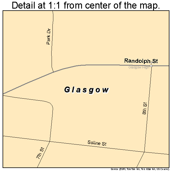 Glasgow, Missouri road map detail