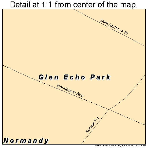 Glen Echo Park, Missouri road map detail