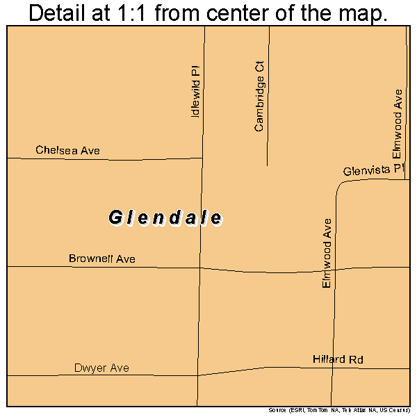 Glendale, Missouri road map detail
