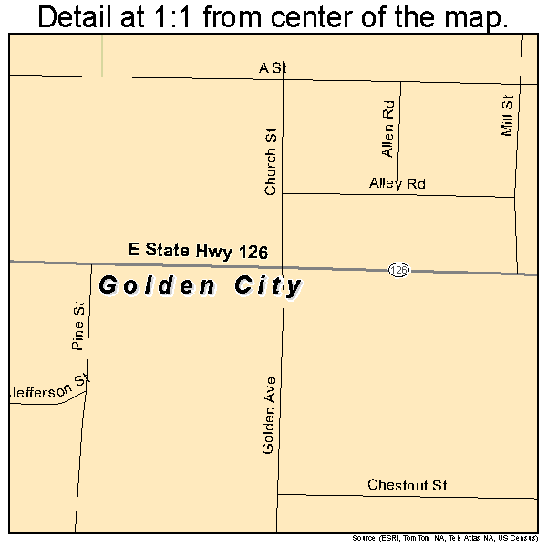Golden City, Missouri road map detail