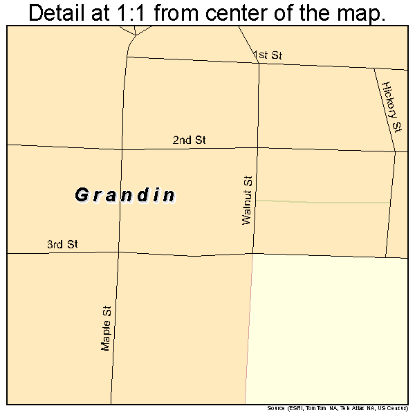 Grandin, Missouri road map detail