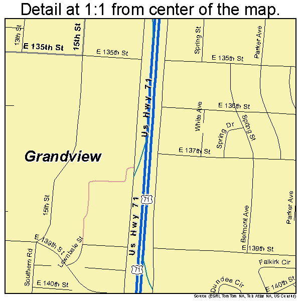 Grandview, Missouri road map detail