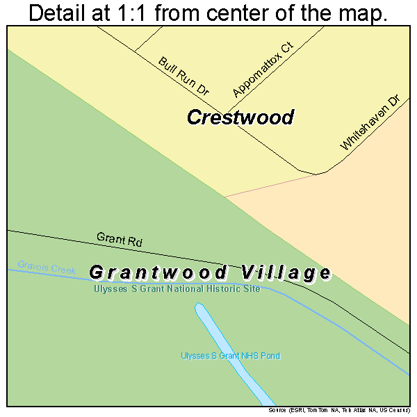 Grantwood Village, Missouri road map detail