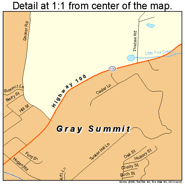 Gray Summit, Missouri road map detail