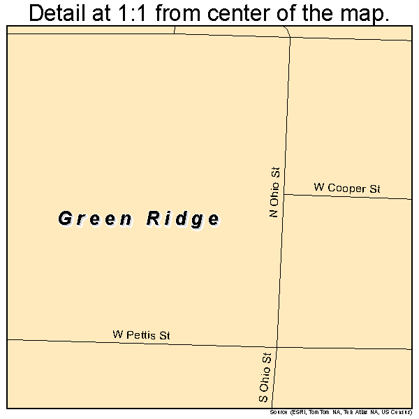 Green Ridge, Missouri road map detail