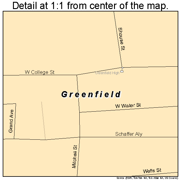 Greenfield, Missouri road map detail