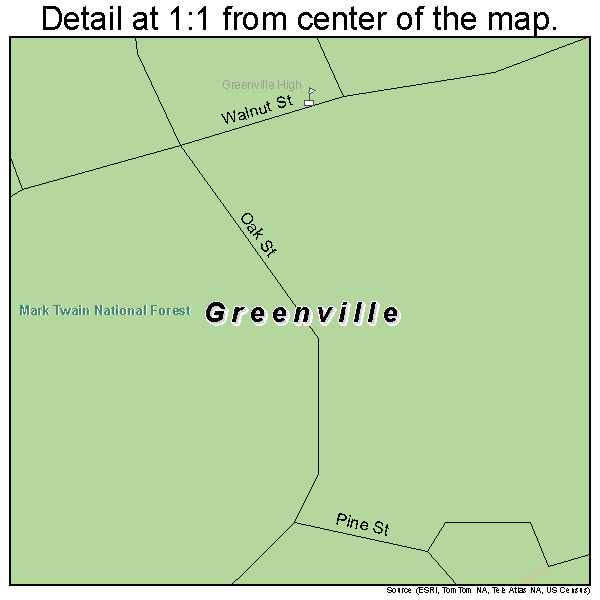 Greenville, Missouri road map detail
