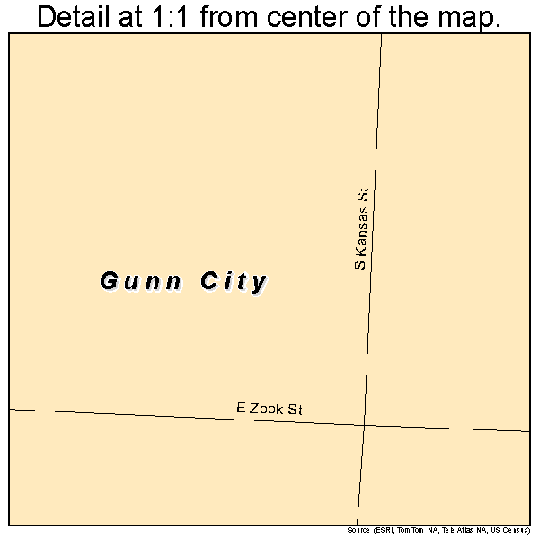 Gunn City, Missouri road map detail