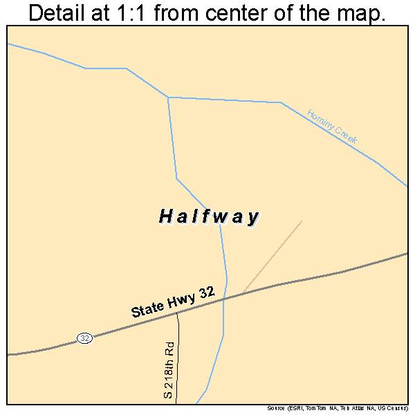 Halfway, Missouri road map detail