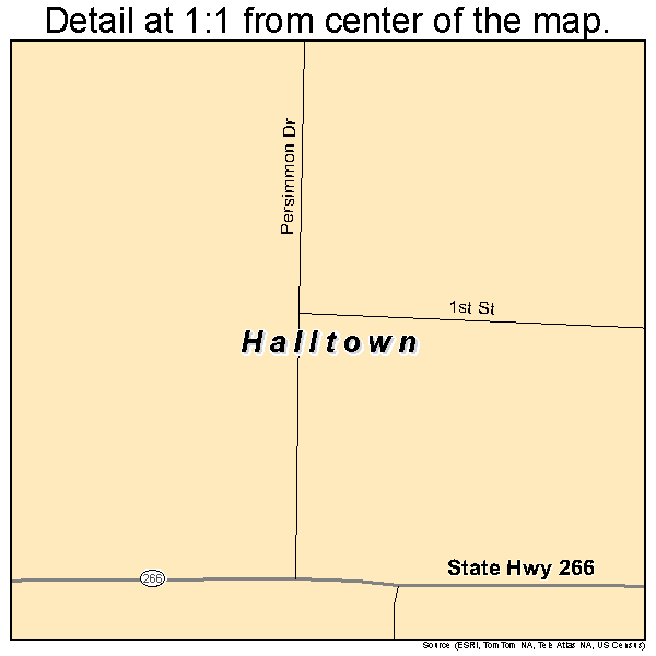Halltown, Missouri road map detail