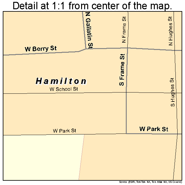 Hamilton, Missouri road map detail