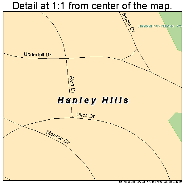 Hanley Hills, Missouri road map detail