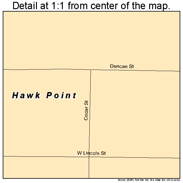 Hawk Point, Missouri road map detail