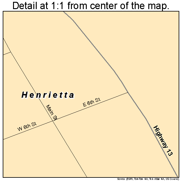 Henrietta, Missouri road map detail