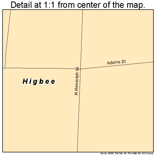 Higbee, Missouri road map detail