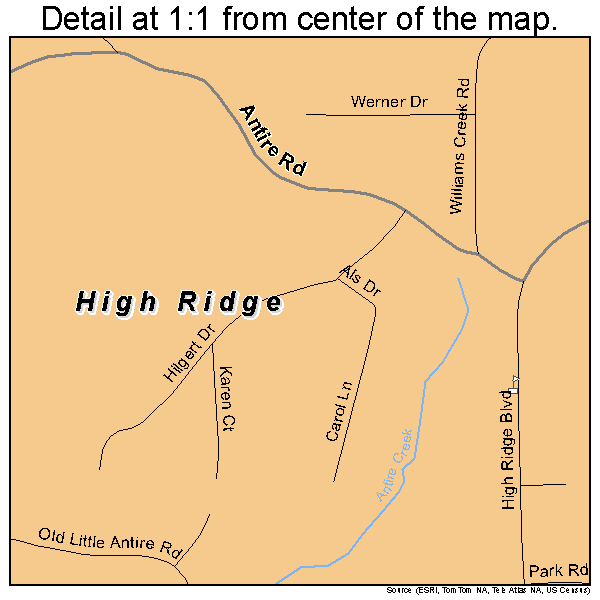 High Ridge, Missouri road map detail