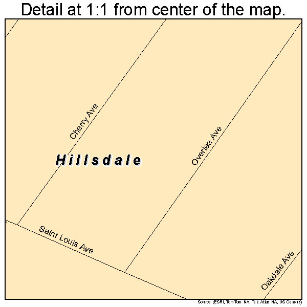 Hillsdale, Missouri road map detail