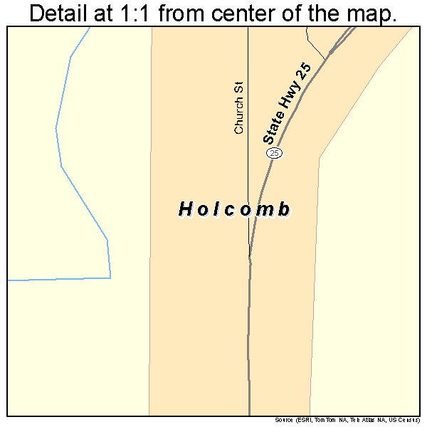 Holcomb, Missouri road map detail