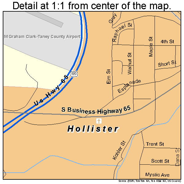 Hollister, Missouri road map detail