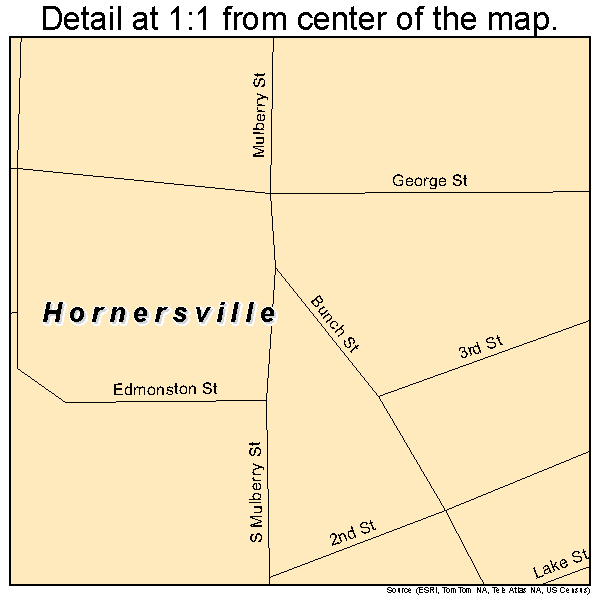 Hornersville, Missouri road map detail