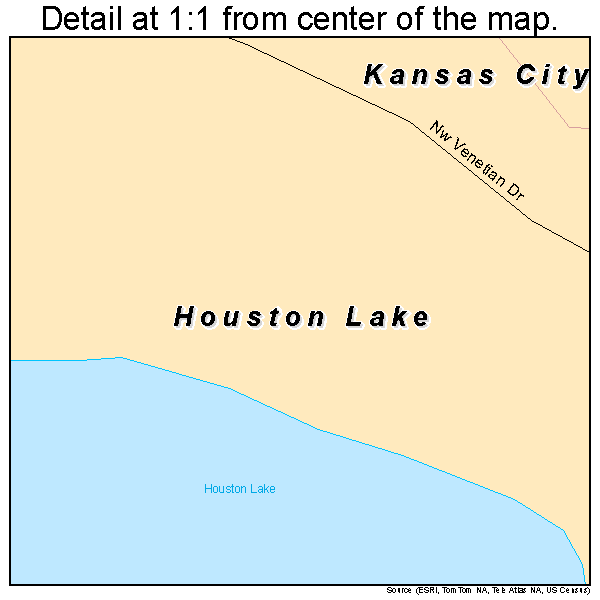 Houston Lake, Missouri road map detail