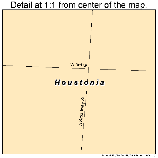 Houstonia, Missouri road map detail