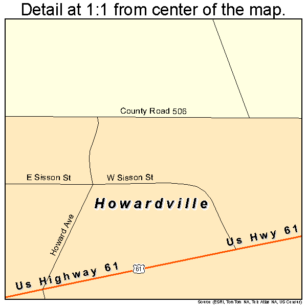 Howardville, Missouri road map detail