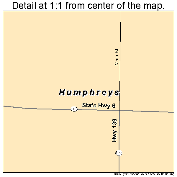 Humphreys, Missouri road map detail