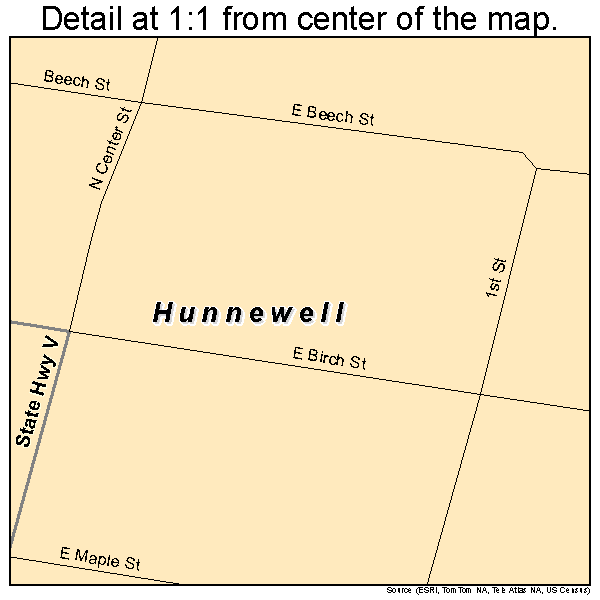 Hunnewell, Missouri road map detail