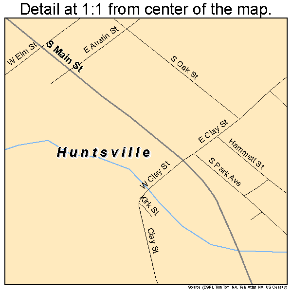 Huntsville, Missouri road map detail