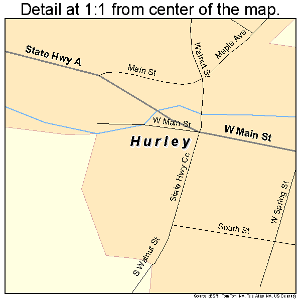 Hurley, Missouri road map detail