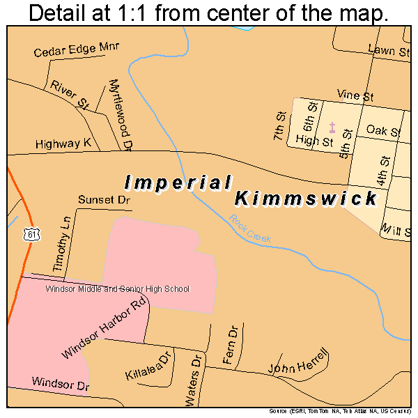 Imperial, Missouri road map detail