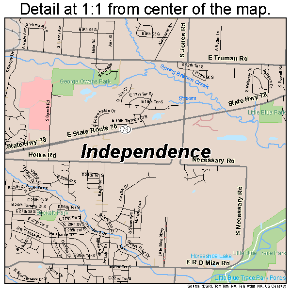 Independence, Missouri road map detail