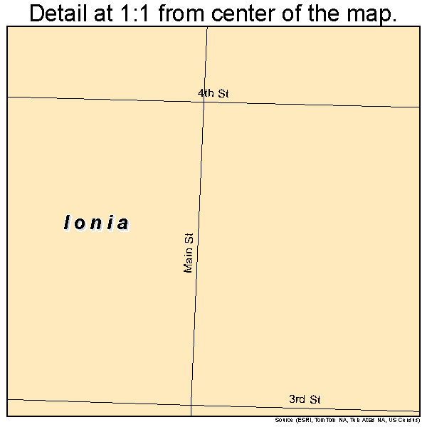 Ionia, Missouri road map detail
