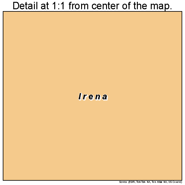 Irena, Missouri road map detail