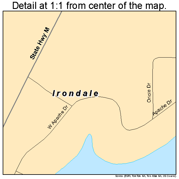 Irondale, Missouri road map detail