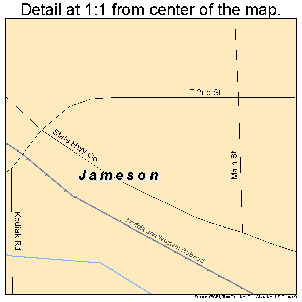 Jameson, Missouri road map detail