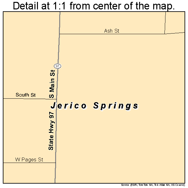 Jerico Springs, Missouri road map detail