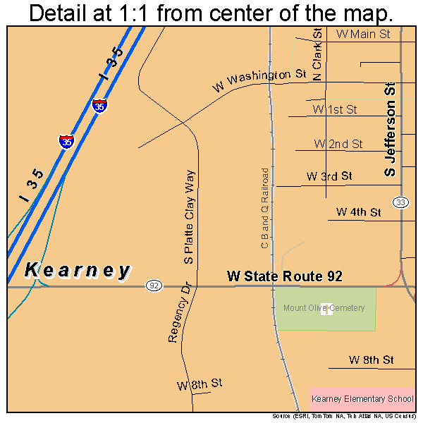Kearney, Missouri road map detail