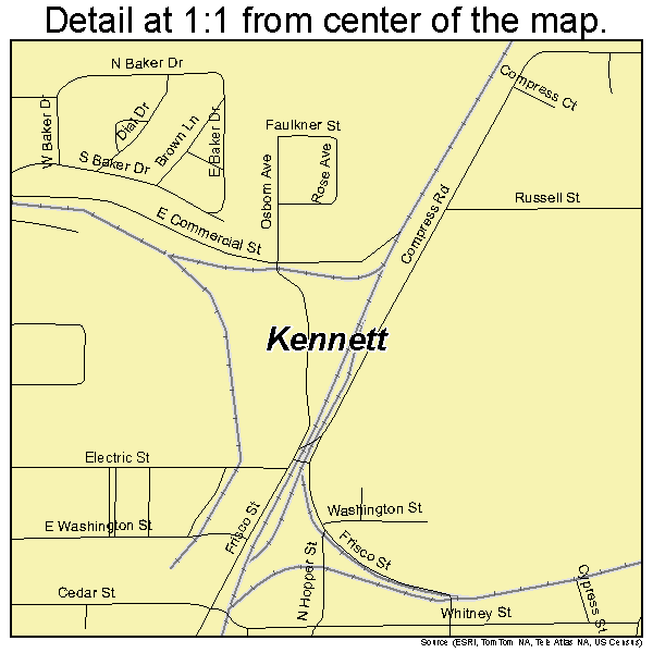 Kennett, Missouri road map detail