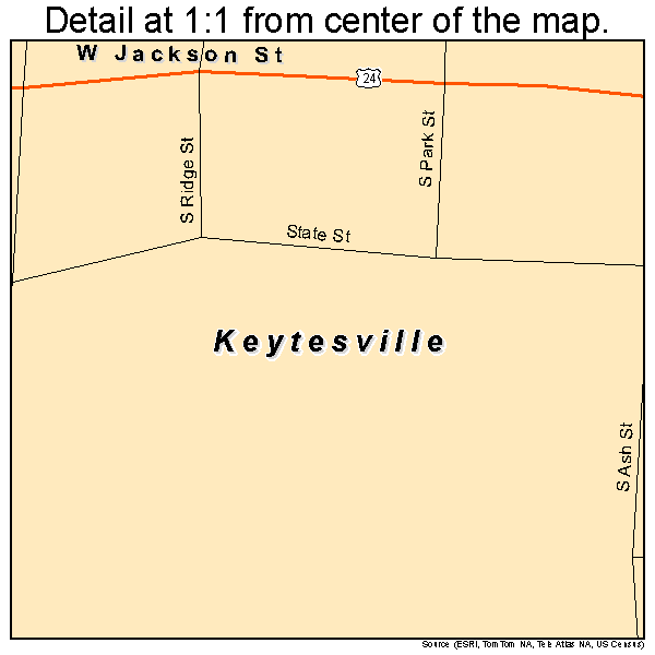 Keytesville, Missouri road map detail