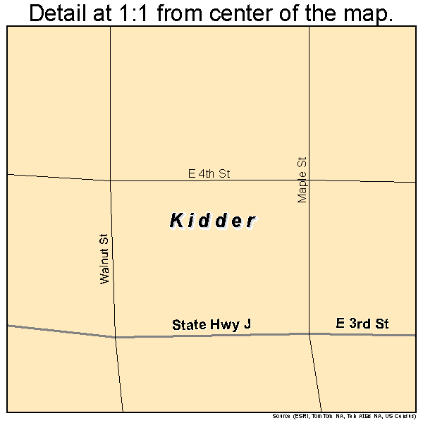Kidder, Missouri road map detail
